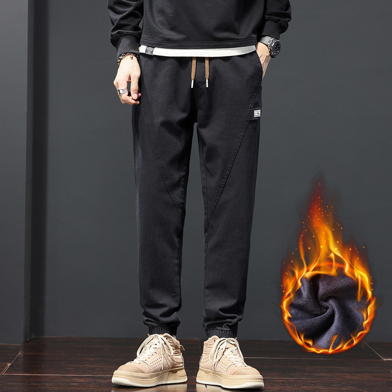 2023男士秋冬季新款休闲百搭宽松潮流加绒加厚大码男裤1021