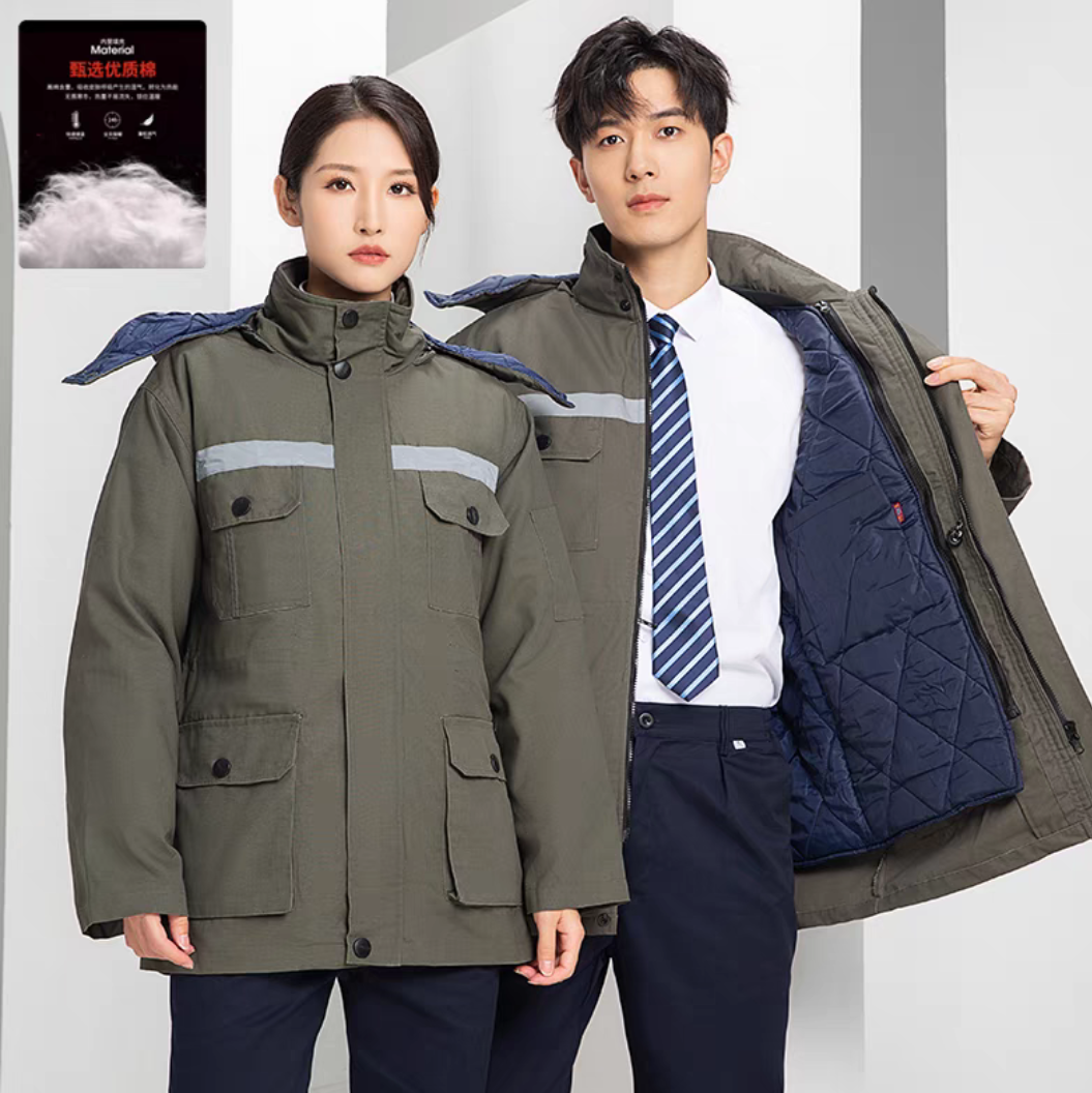 冬季工作服加绒加厚可卸内胆棉上衣帆布防静电耐磨男女士贴身棉袄