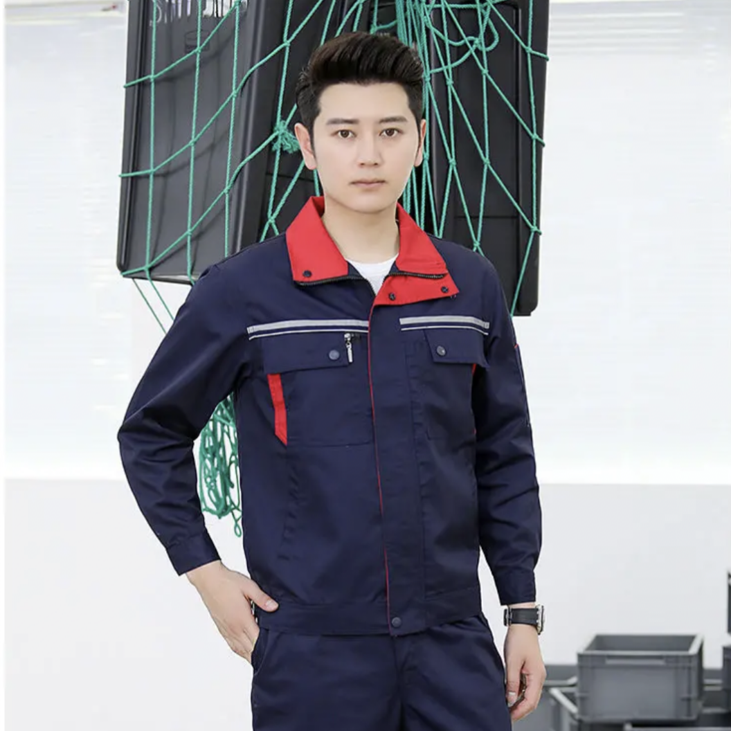 春秋季长袖工作服套装男女工地工厂车间劳保服建筑工耐磨工装定制