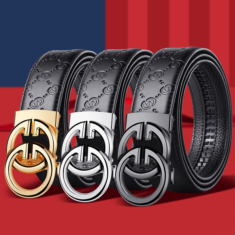 保罗皮带高档字母腰带直播自动扣商务休闲时尚韩版潮流裤腰带