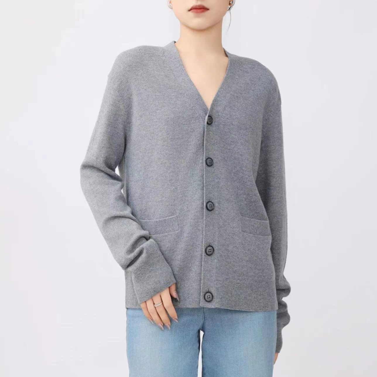 AMASS/阿玛施【极简静奢】格蕾系高级感百搭宽松长袖针织衫5499268-