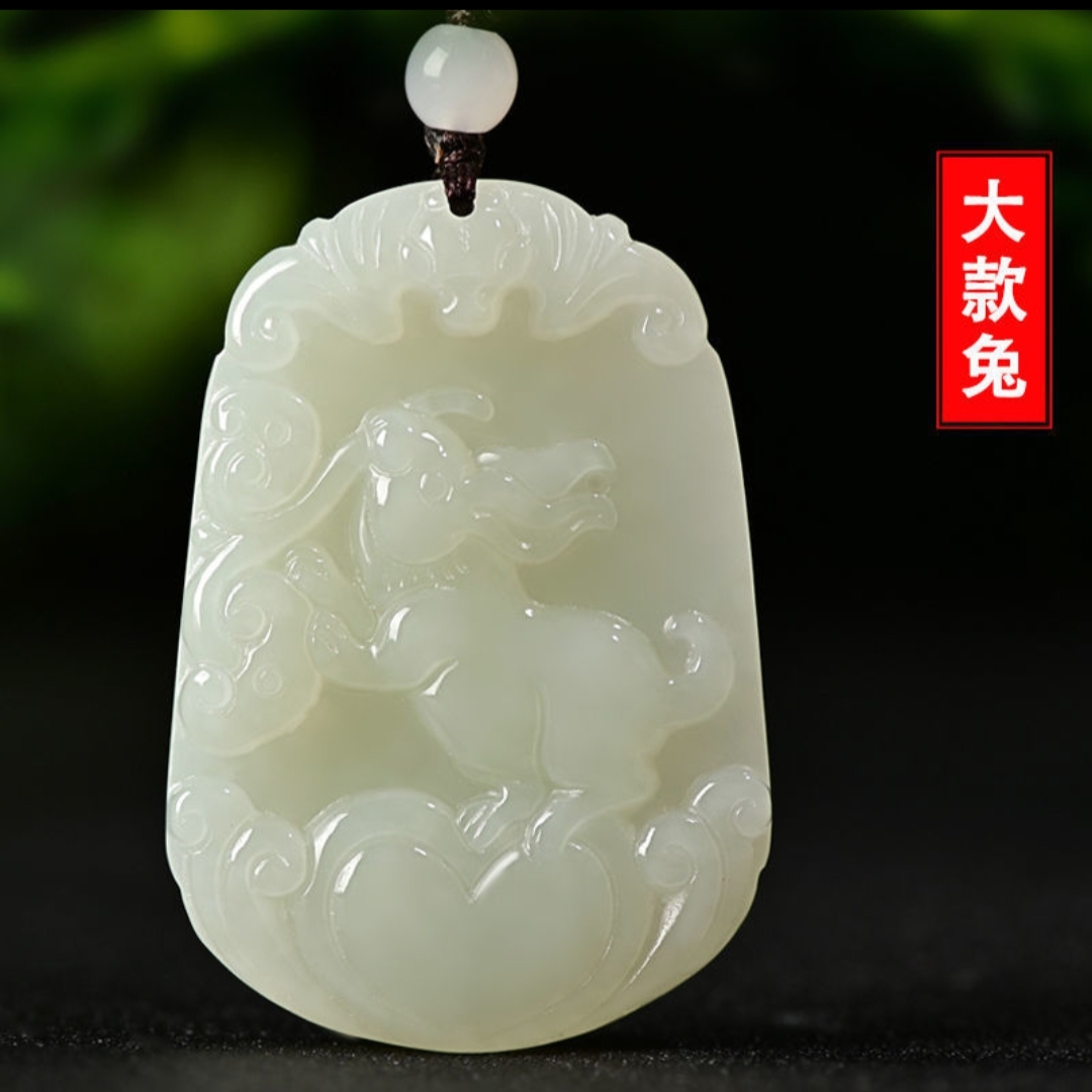 中号牛虎兔龙蛇马羊猴鸡狗猪文殊守护和田玉生肖牌吊坠项链属相鼠