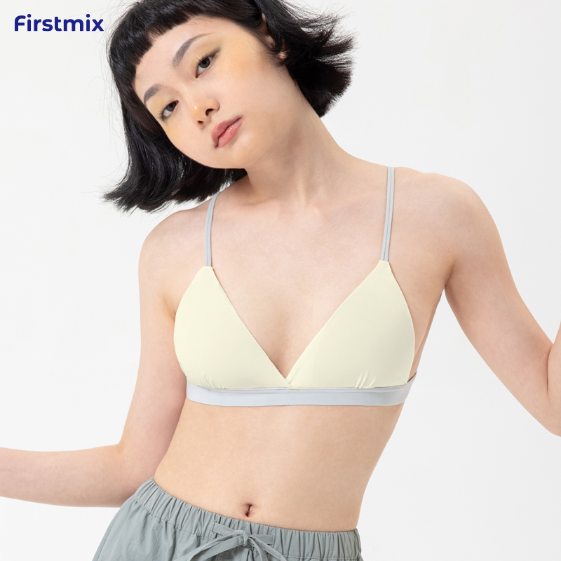 FIRSTMIX薄款法式奶油撞色三角杯女士性感无痕文胸舒适透气内衣
