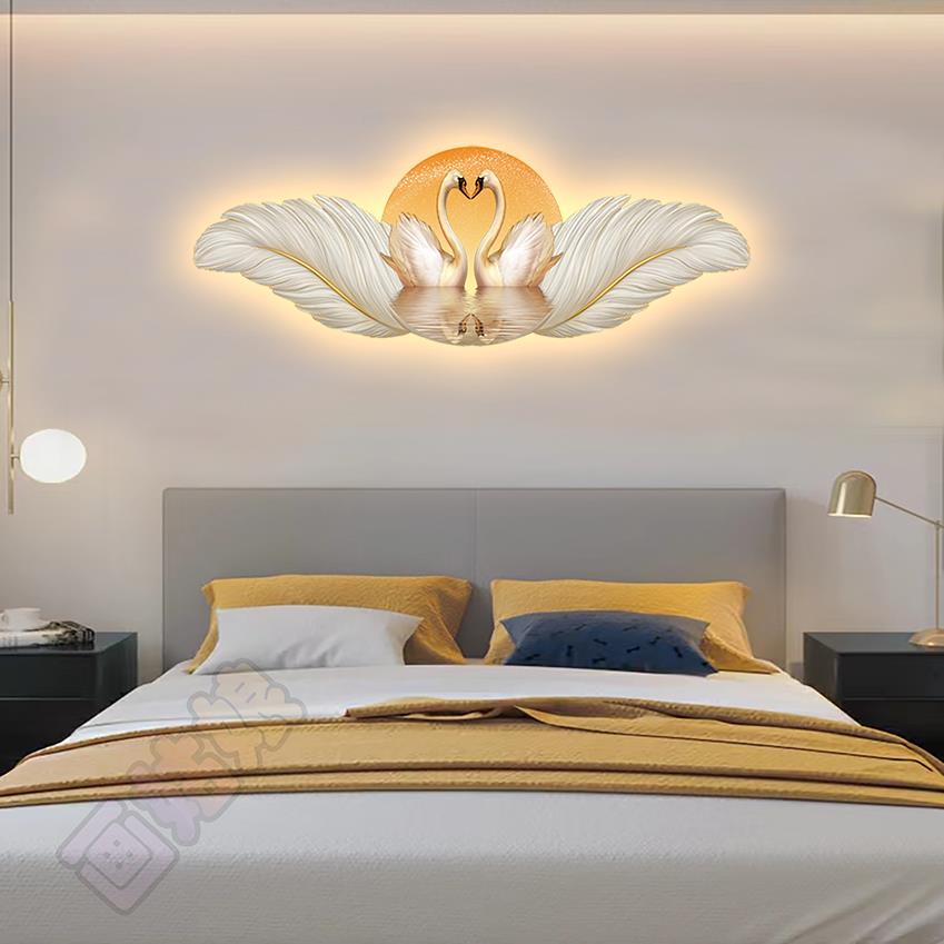 温馨天鹅壁画装饰画轻奢简约玄关画玄关挂画玄关装饰画艺术画卧室