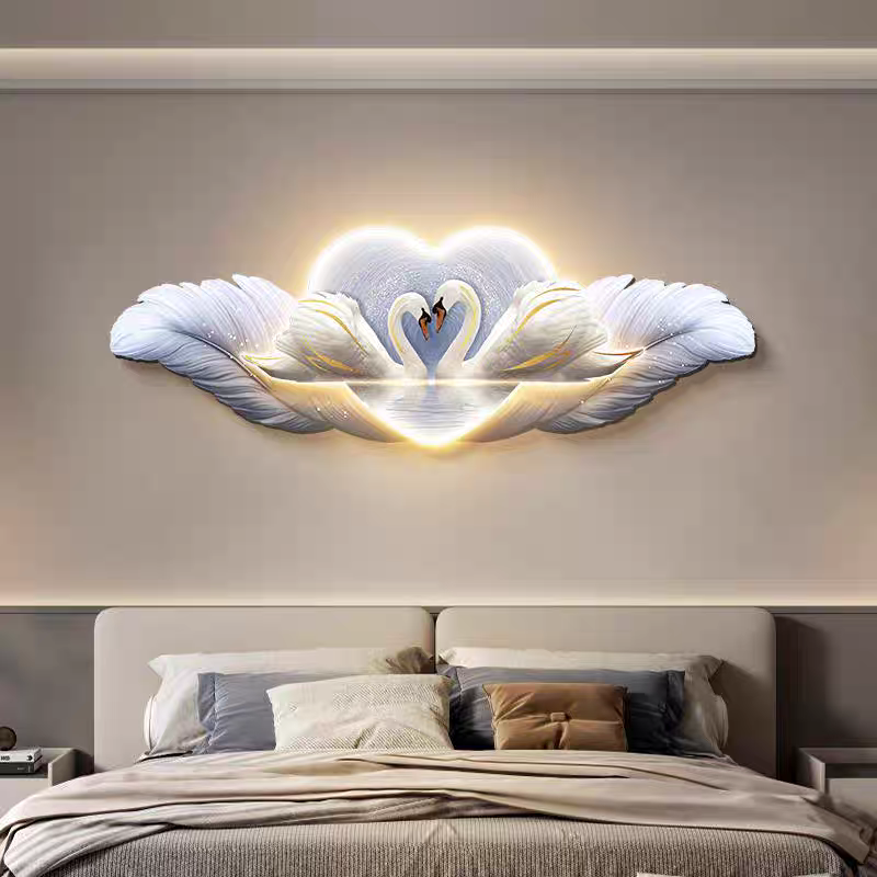 天鹅羽绒客厅背景墙画装饰画壁画轻奢法式玄关装饰画新房装饰品