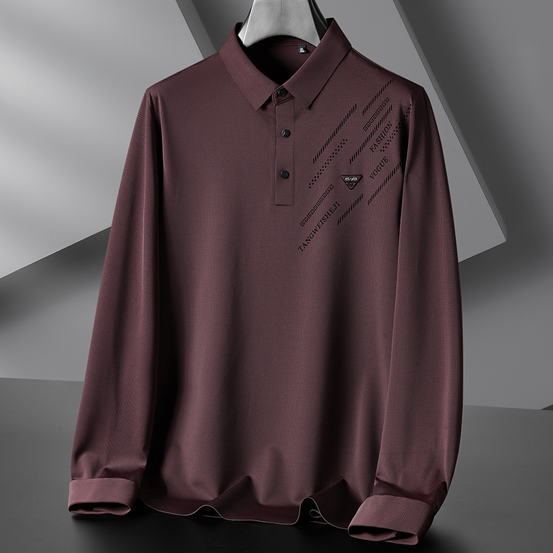 秋季时尚休闲商务翻领polo衫高档宽松大码中年男士无痕打底6639