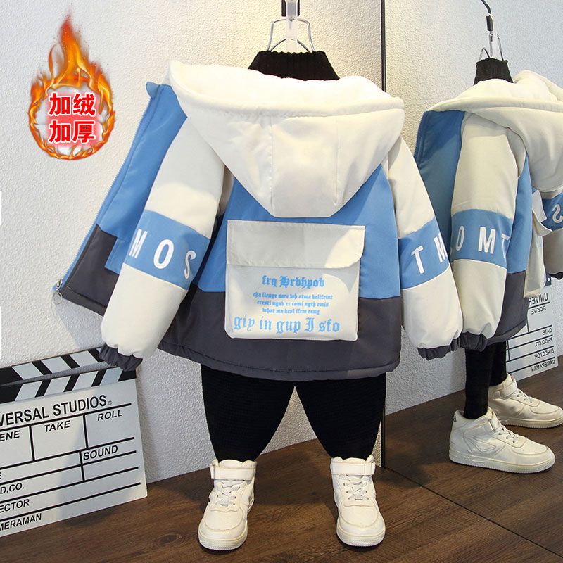 外套秋冬款儿童加绒加厚上衣连帽棉袄女孩冬季保暖派克服棉衣D81