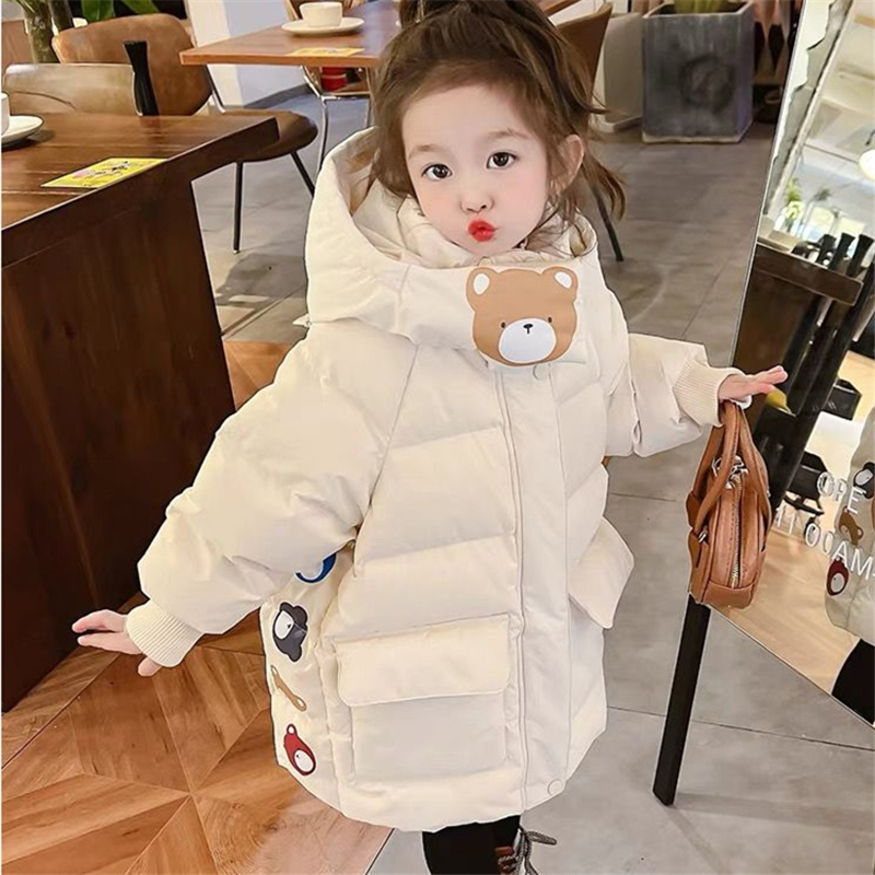 巴拉巴拉恩女童羽绒服2023冬季韩版中长款棉服小女孩加厚洋气外套