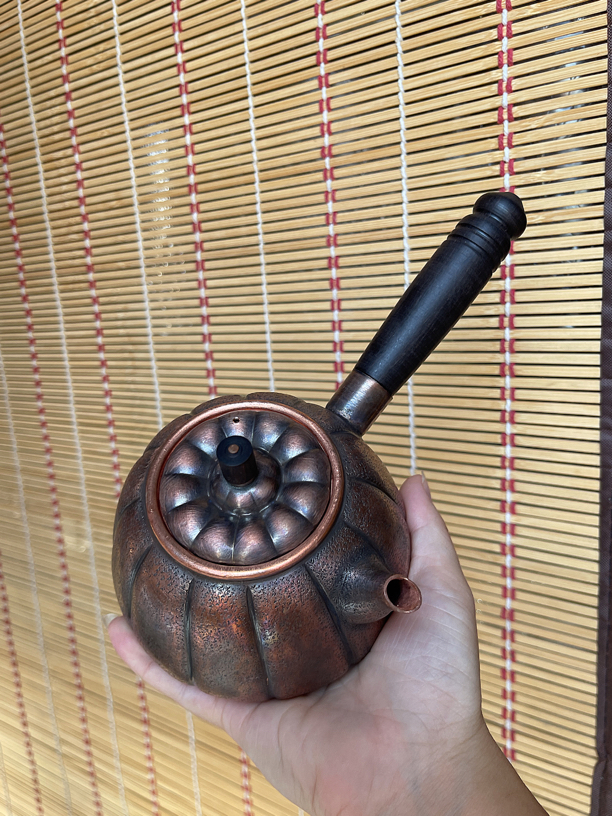 手工铜壶 南瓜壶 侧把 