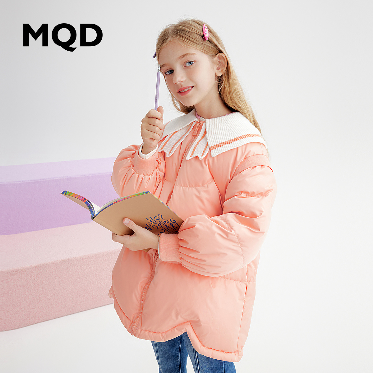 【T】【三防】MQD童装幼童短款加厚保暖冬装外套女孩羽绒服643421309