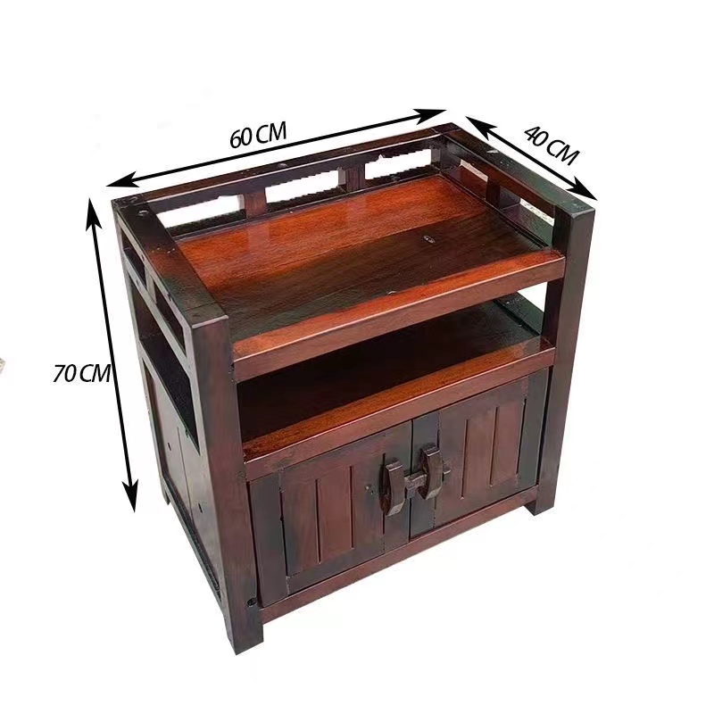 老船木茶水柜阳台角柜老船木餐边柜多功能柜子实木柜子