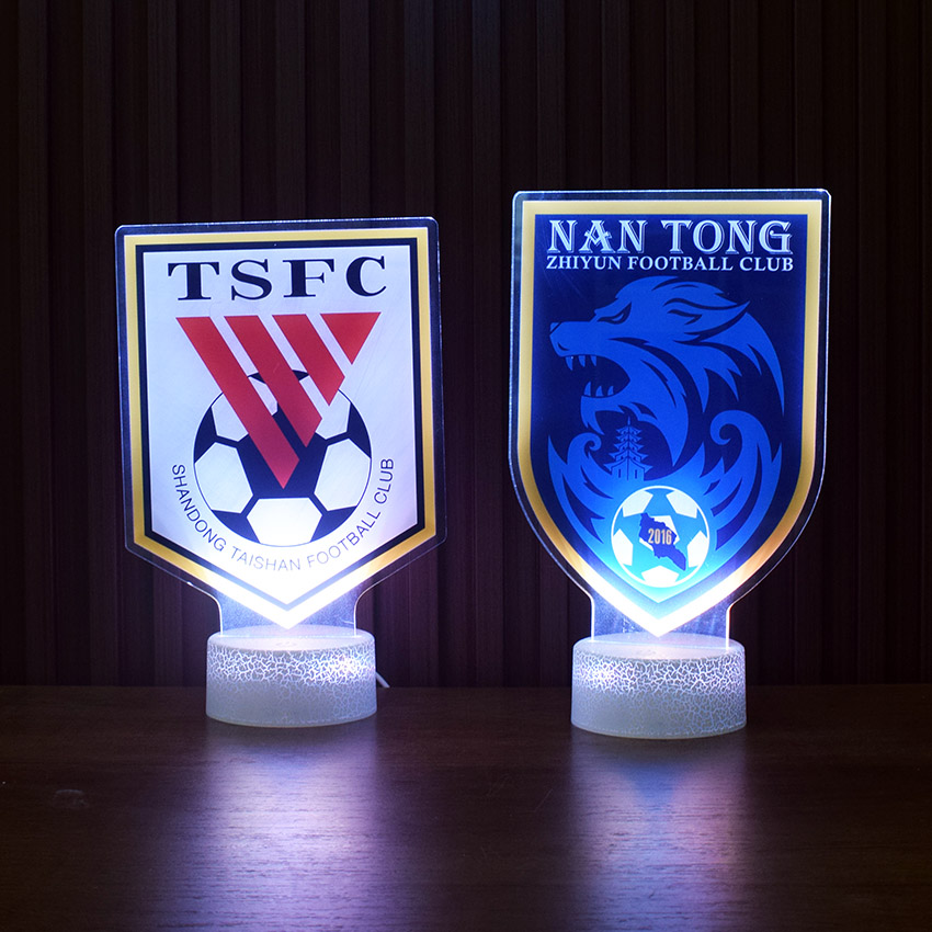 家用USB中超队徽桌面LED小夜灯球迷氛围灯足球创意情侣七彩灯