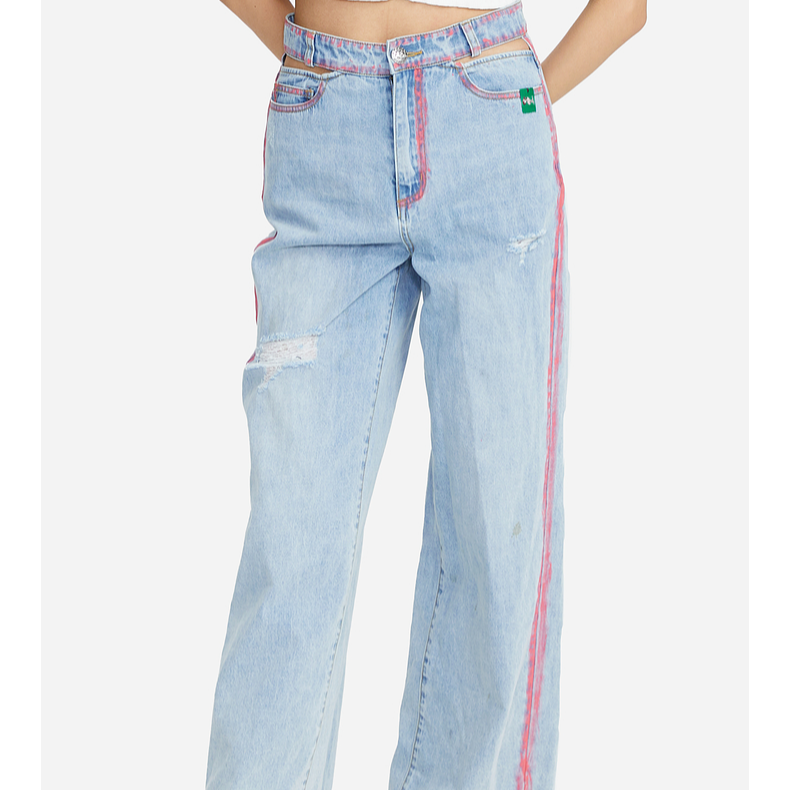 【若谷大大】lulusmile夏季新款长款直筒牛仔裤