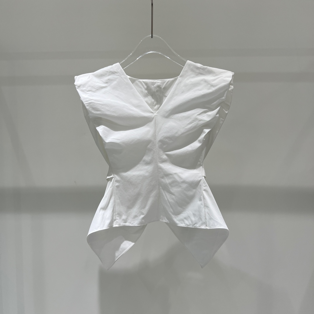 不规则白色T恤衬衫无袖白色法式女显瘦2024夏款40515019