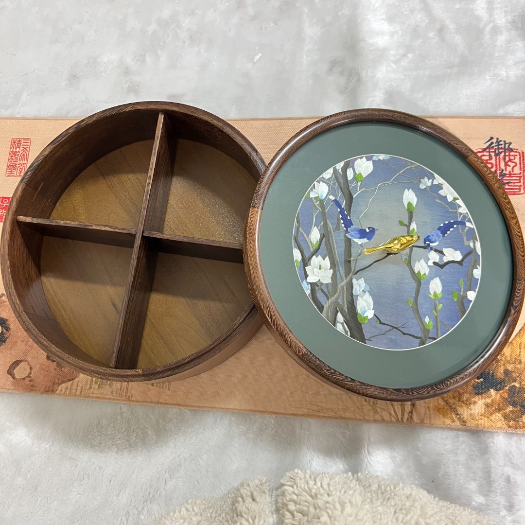 蜜饯零食果盘单层系列-苏绣纯手工双面绣新中式特色礼品 赠送礼盒