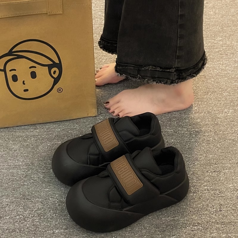 回力瑞小众大头鞋小白鞋魔术贴面包鞋子板鞋女秋冬2024新款丑萌