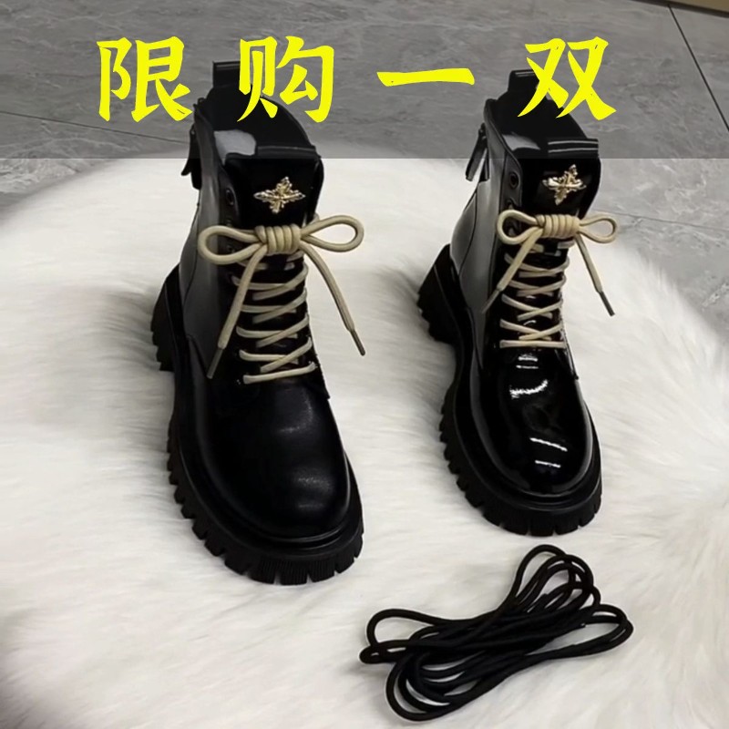 百丽纯爱洋气马丁靴女韩版英伦风2023秋冬新款时尚百搭厚底加绒