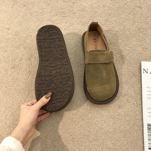达芙妮沿荐圆头复古文艺软皮休闲厚底勃肯鞋女2023秋冬一脚蹬时尚