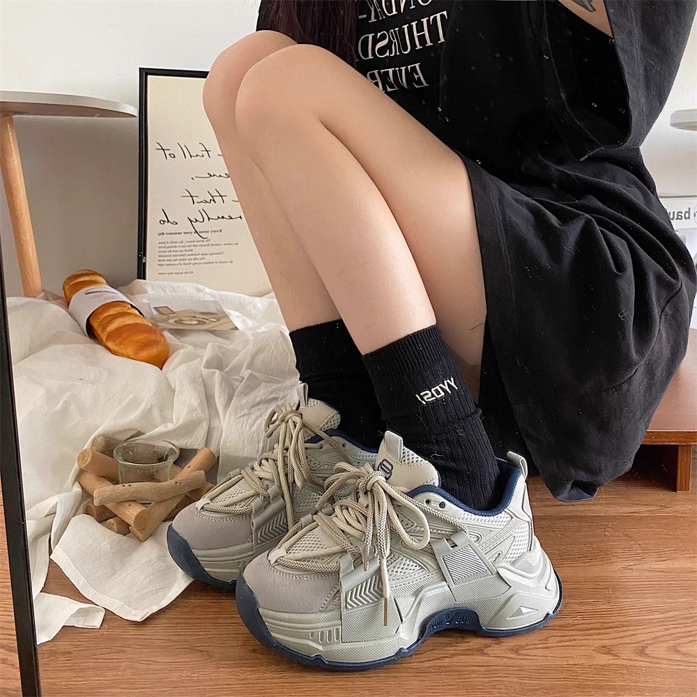 网红老爹鞋女2023年秋冬新款高级感小个子百搭厚底透气休闲运动鞋