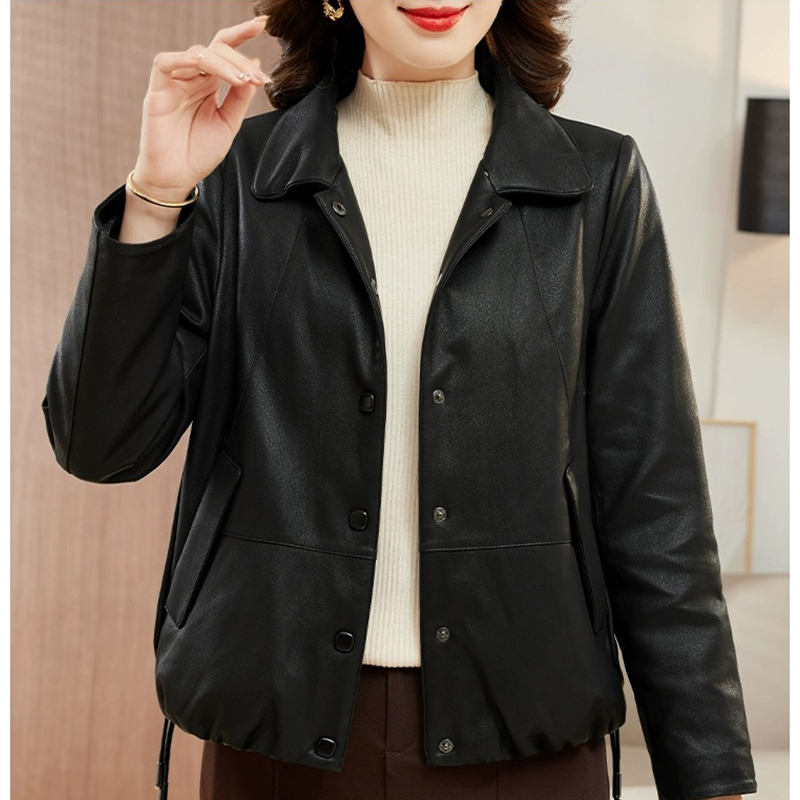 秋季洋气韩版气质皮衣外套新款百搭紧致妈妈短外套2608