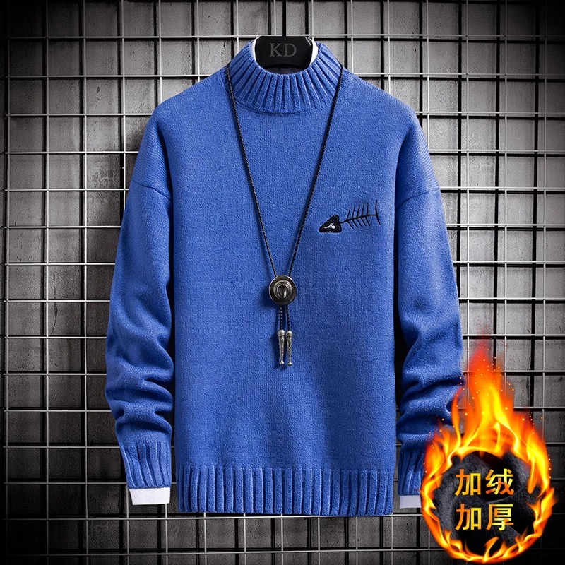 青少年男孩12冬装毛衣13男大童14加绒加厚15岁初中学生打底针织衫