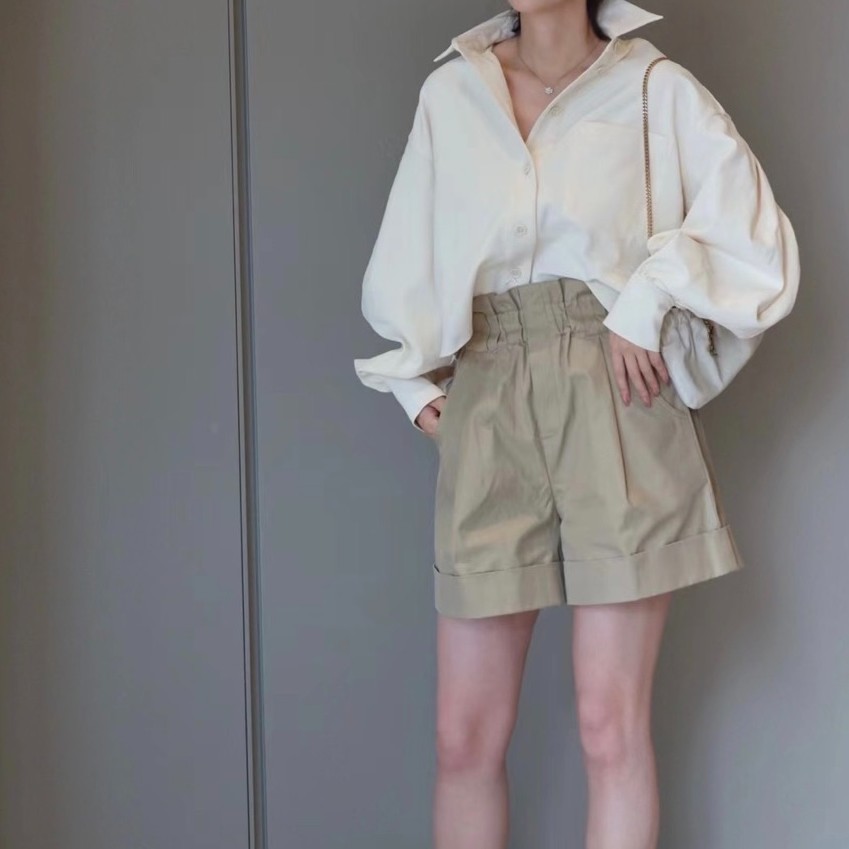  闭眼入 有型有细节 葡萄牙进口棉 花苞高腰显瘦百搭短裤