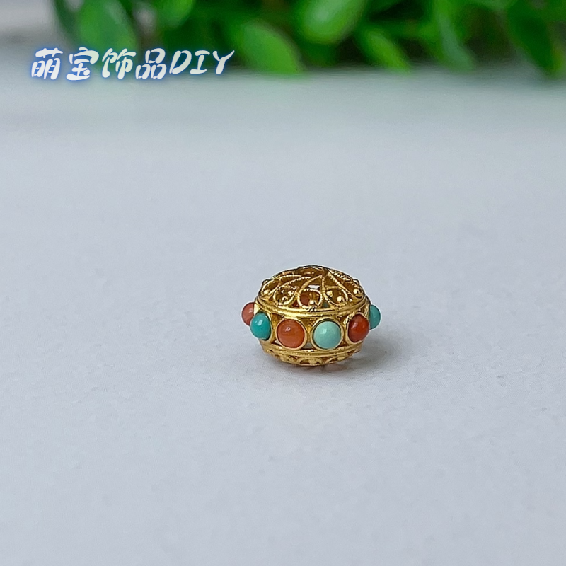【萌宝饰品】B484松松南红镂空隔环7*10mm镶嵌DIY配件