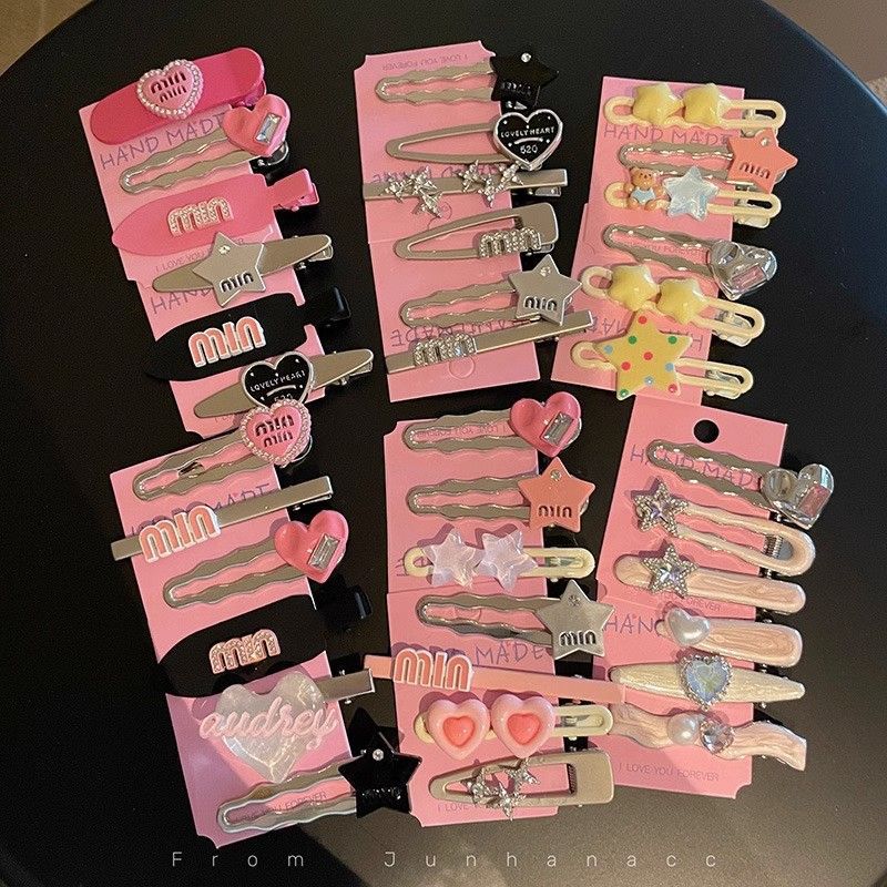 网红辣美多巴胺y2k发夹套装边夹侧边一字夹刘海夹小夹子头饰发卡