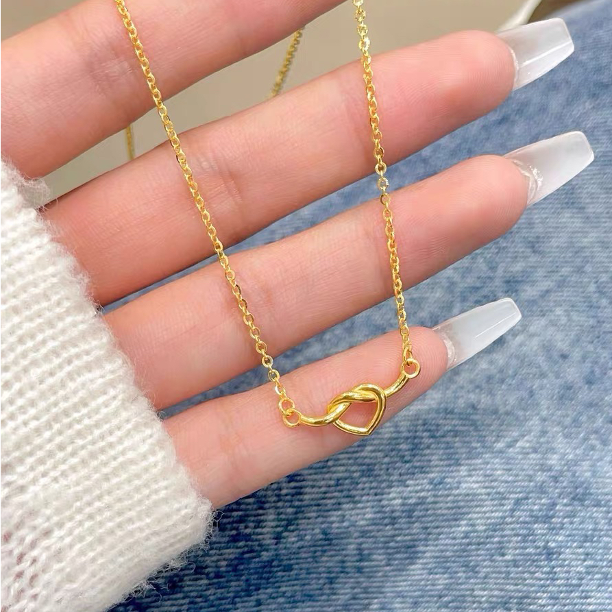 爱心黄金项链999足金心形吊坠5G金一见倾心套链七夕礼物送女友
