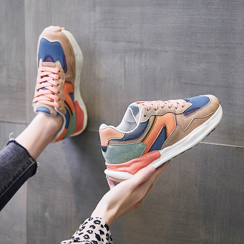 阿迪运动轻便运动鞋女款2024新款秋冬款减震跑步学生老爹鞋显脚小