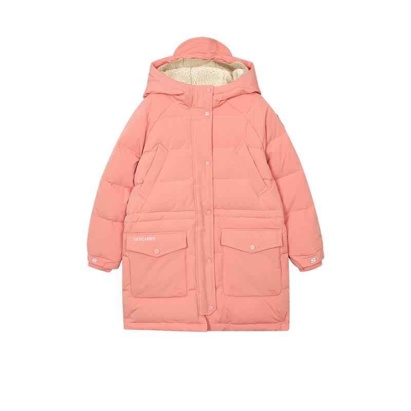 斯凯奇商场同款童装女童防风羽绒服长款2022冬季大童外套L421G029