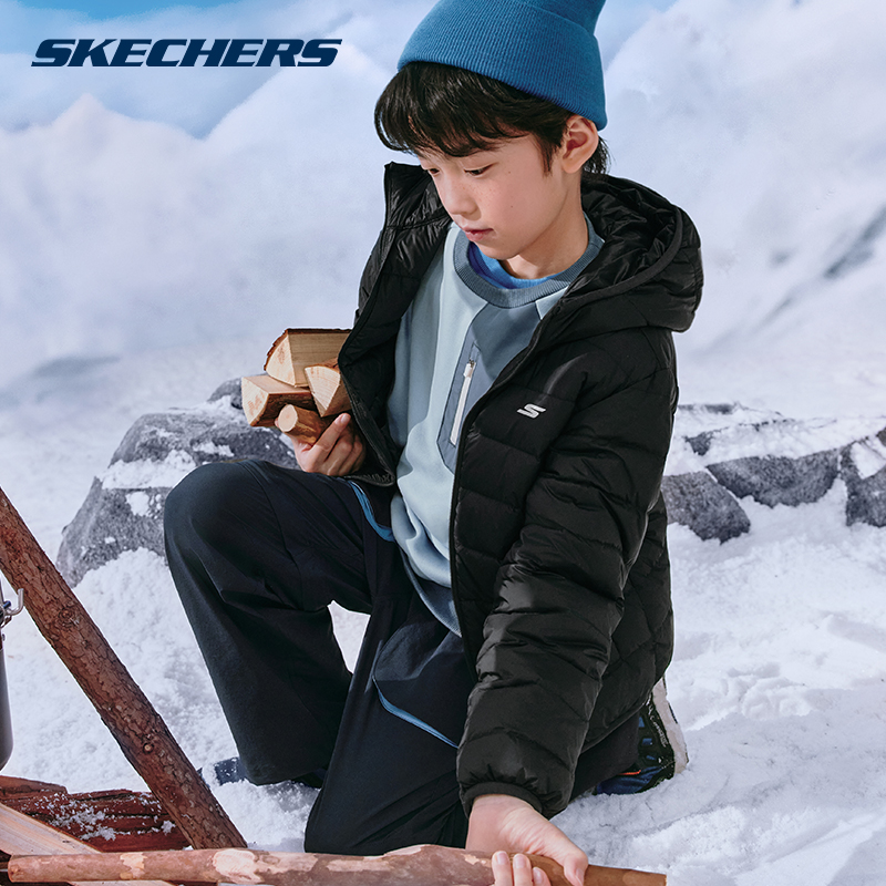 Skechers斯凯奇小暖宝羽绒服男童女童外套石墨烯蓄热保暖冬装