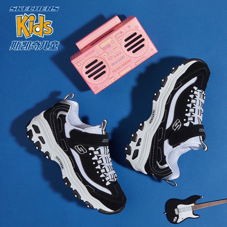 Skechers斯凯奇春季男女童鞋运动厚底老爹鞋小白鞋亲子鞋熊猫鞋