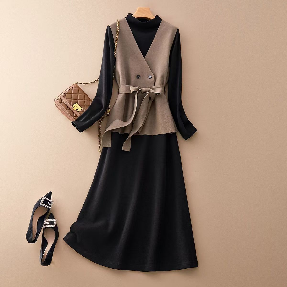 25-49连衣裙女装气质洋气时尚减龄收腰修身职业时尚