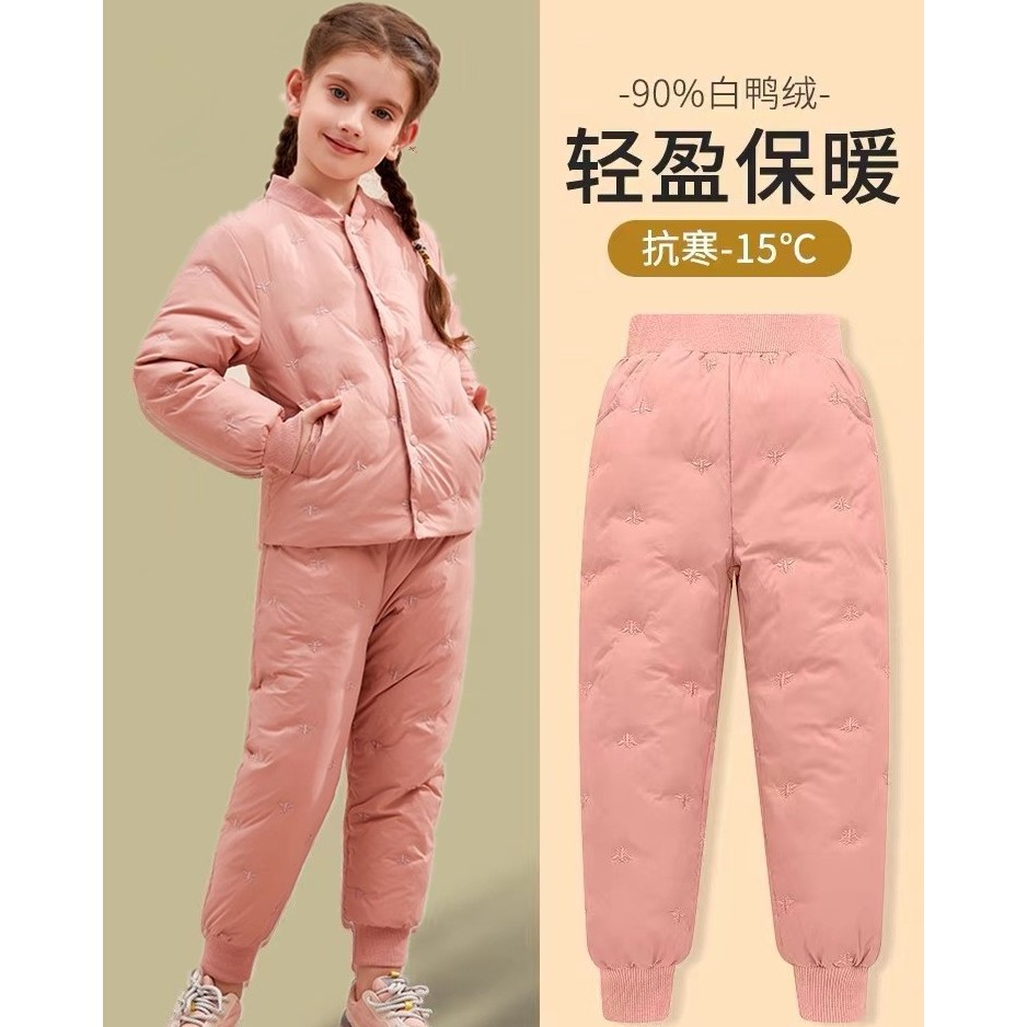 童装女童羽绒裤内胆男童中大童校服套装秋冬季儿童加厚保暖裤外穿