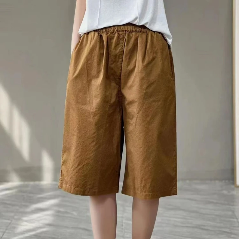 【小溪爆款】8198百搭夏季阔腿宽松纯色日系时尚薄款潮流六分裤