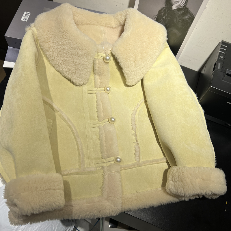 中大童皮毛一体外套2024新款洋气厚爆款加厚机车服保暖上衣066