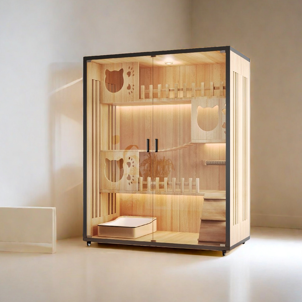 猫别墅猫窝猫笼子独有家用室内超大自由空间双层猫柜猫房防水防潮