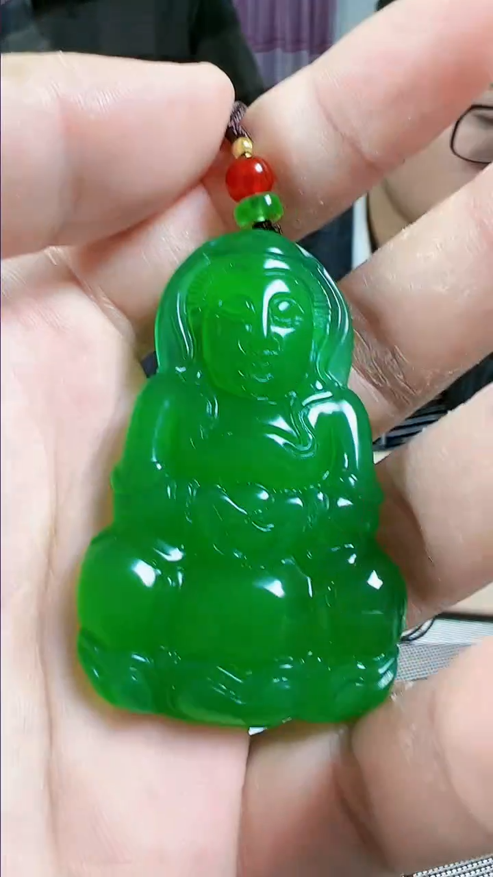 【闪购商品】玛瑙/玉髓颈饰未镶嵌【高档珠宝】满绿观音2512