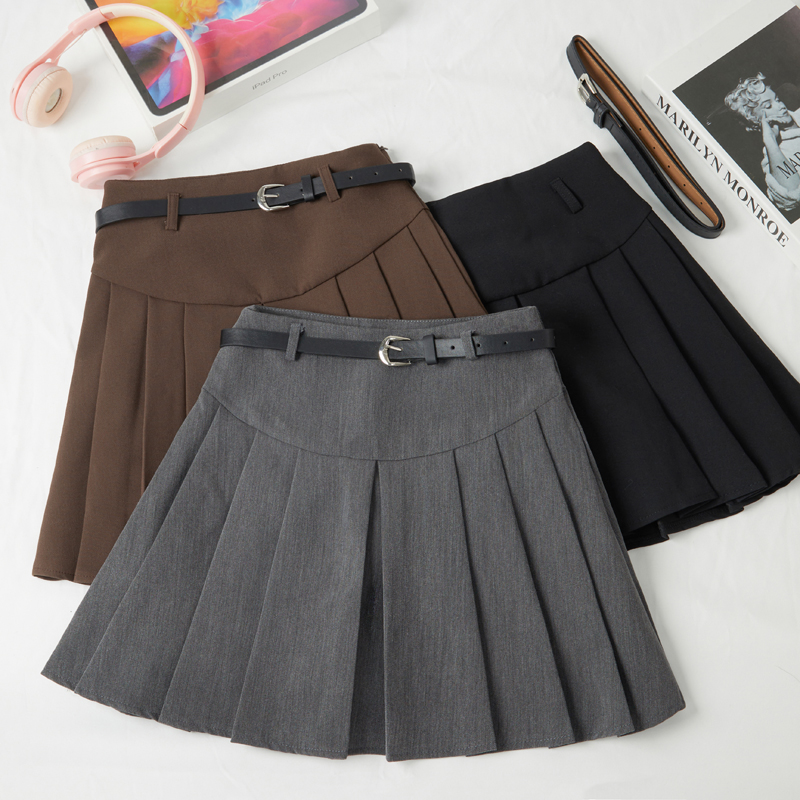 灰色半身裙子女春夏2025新款西装百褶高腰显瘦百褶半身裙