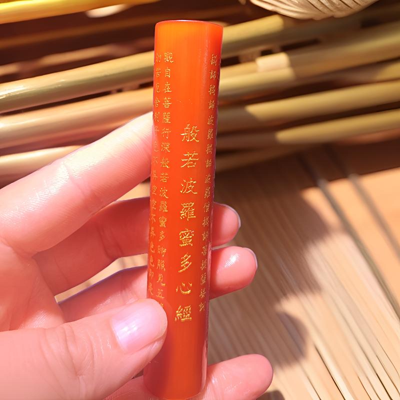 玉化上色成品实心竹心经百福金箍棒手把件（有正圆有非正圆）