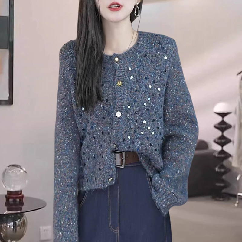 上档次亮片毛衣女秋冬保暖针织衫2025新款爆款可外穿精致打底上衣