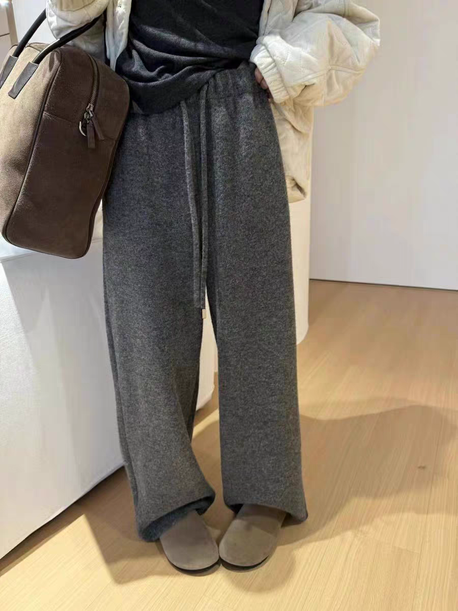 抽绳加厚阔腿裤欧洲站秋冬2024新款卫裤百搭女裤