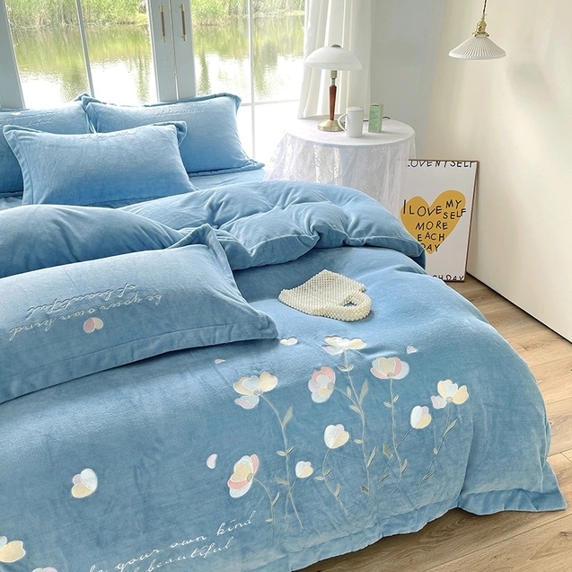 柔棉绒绣花四件套被套220/240   床单260/270   枕套48/74