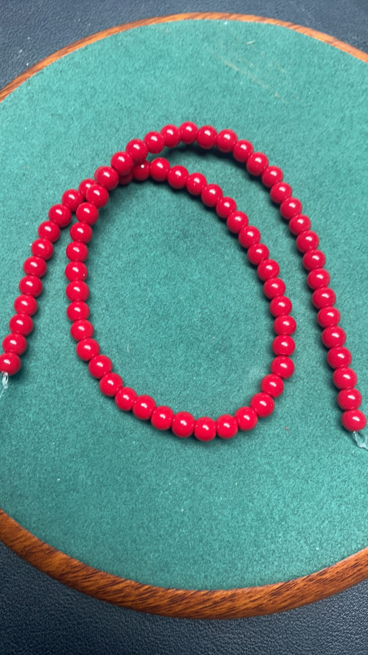 非金属珐琅手链 精品4.4mm红色琉璃半成品圆珠款