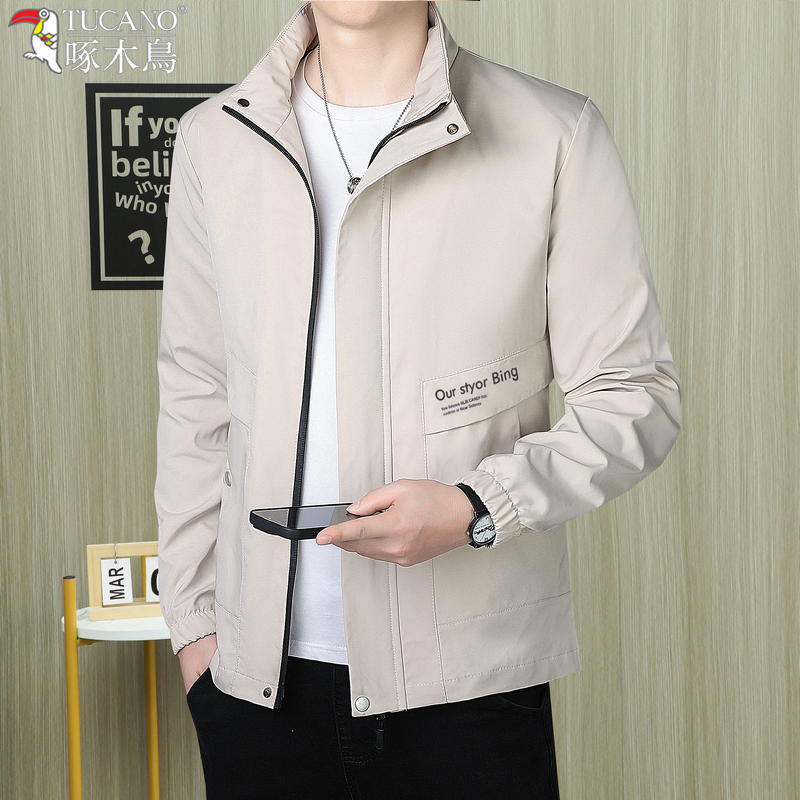啄木鳥夹克男装2025春秋季新款百搭外穿立领冲锋夹克男士休闲外套