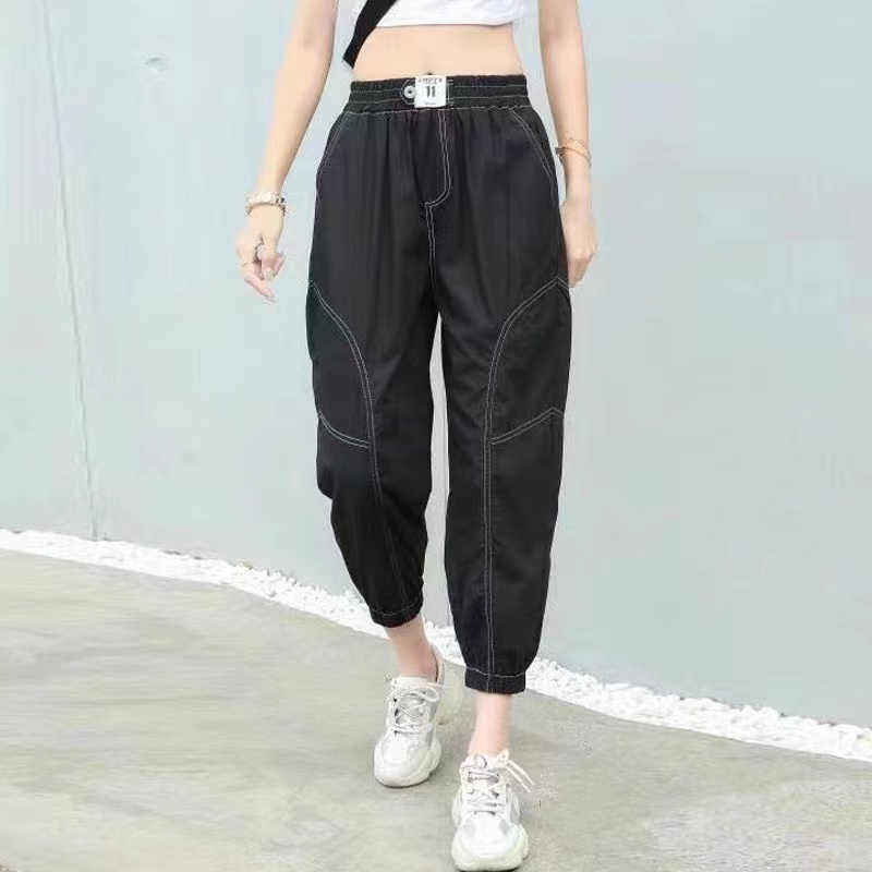 春秋黑色束脚裤女2025年新款运动裤休闲工装哈伦裤小个子萝卜裤子