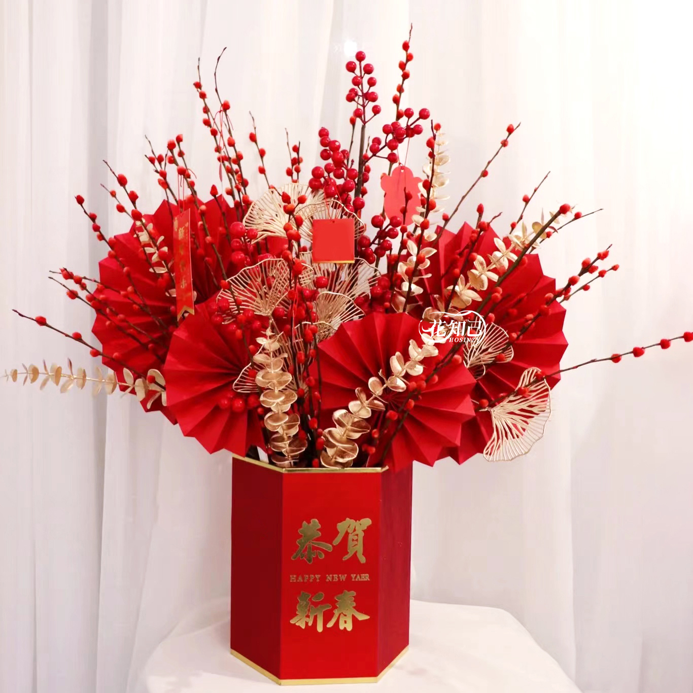 【恭贺新春】新年限定银柳银留新年抱抱桶年宵花新春祝福花束送家人送朋友鲜花小时达同城配送