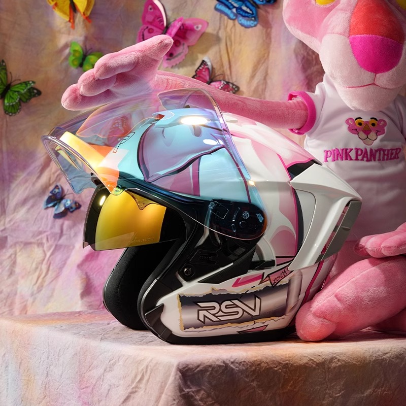 RSV摩托车头盔夏季女摩托车男机车四分之三盔双镜片骑行3C认证