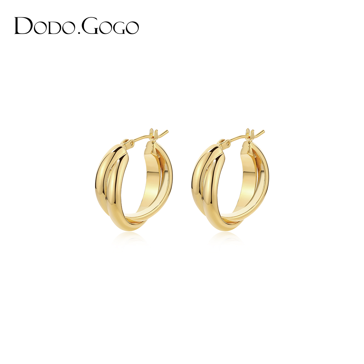DODOGOGO 合金耳饰 金属缠绕C型圈个性耳环时尚复古小众简约耳扣